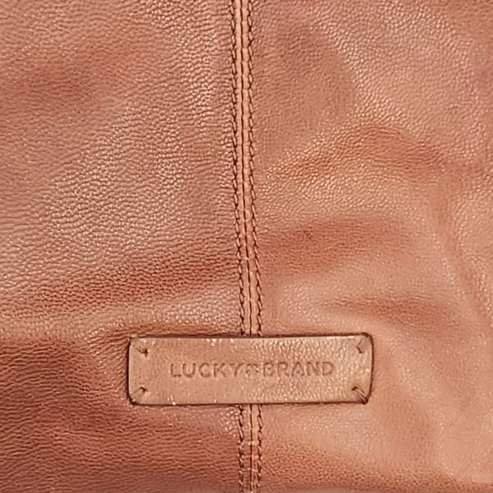 Lucky Brand Leather Crossbody Bag Brown Tan Adjustable Strap Made‎ in India